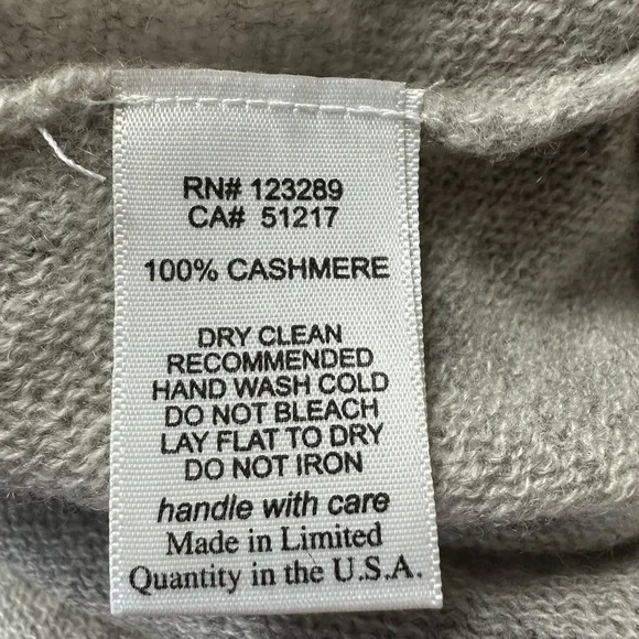 Michael Lauren 100% Cashmere RUPERT LE DRAPED SWEATER Gray Sweater Striped Cuffs